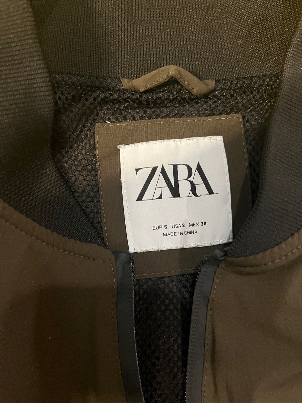 Zara Men’s Olive Bomber Jacket with Black Trim small - Picture 2 of 3